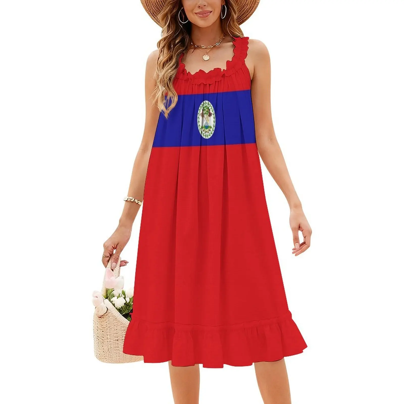 Belize العلم الهدايا ملصقات ومنتجات البوهيمي فستان بلا أكمام متعدد الطباعة شاطئ عطلة فستان الحفلات العلم Belize علم