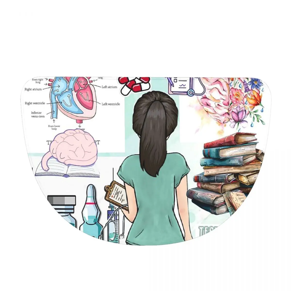 Enfermera En Apuros Doctor Nurse Soft Flannel Half Round Doormat Non Slip Bathroom Mat Absorbent Floor Carpet for Living Room