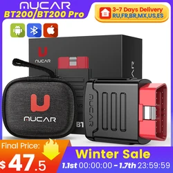 MUCAR BT200/BT200 Pro OBD2 Scanner Diagnostic Tool Bluetooth, Pełny system samochodowy skaner Darmowy czytnik kodów resetujących oleju/SAS 15 dla wszystkich samochodów