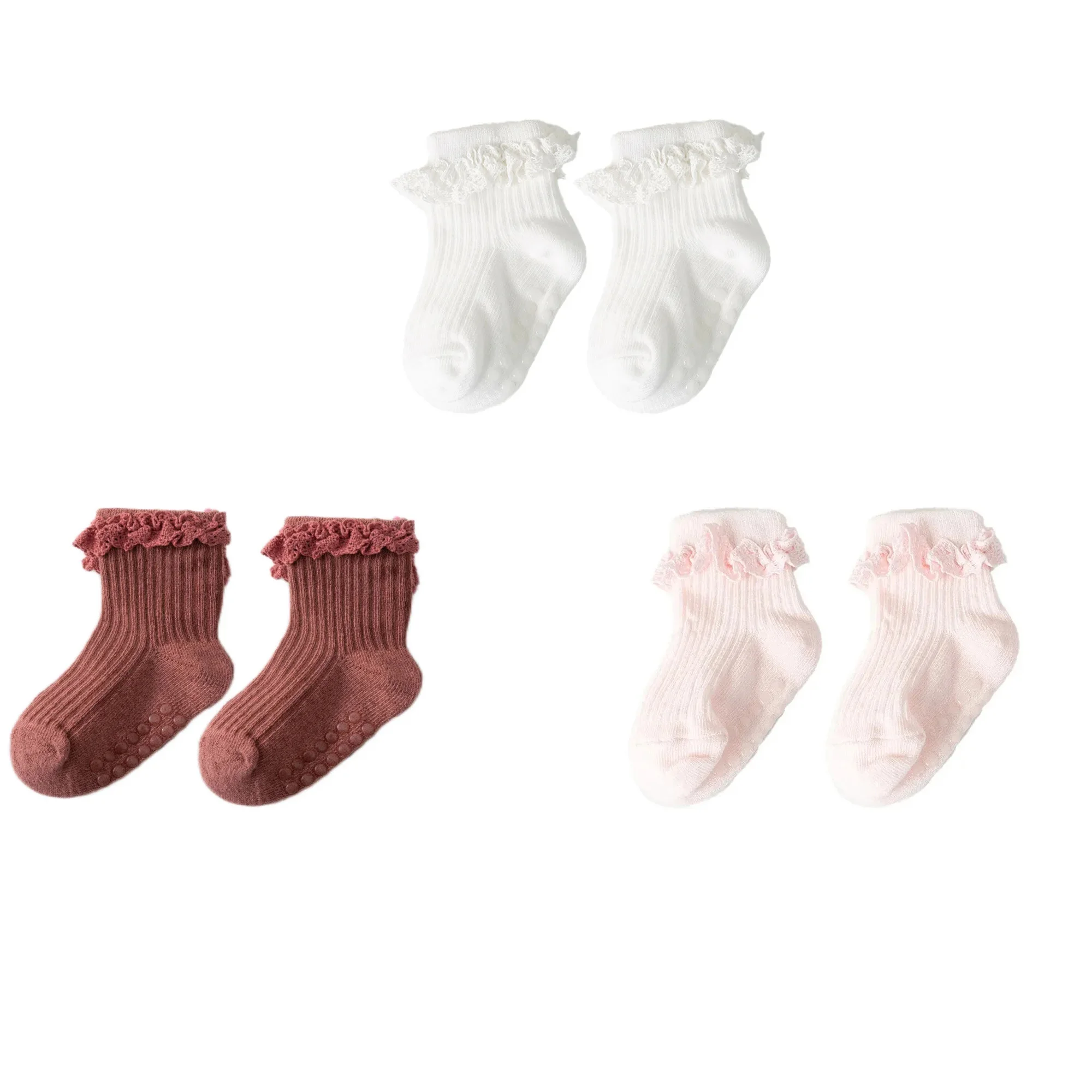 1/3/4/5pairs Baumwolle Reine Farbe Kleinkind Mädchen Spitze Socken Infant Baby Mädchen Nicht-slip Socken junge Kinder Mädchen Nette Halbe Knie-socken – Detail 10