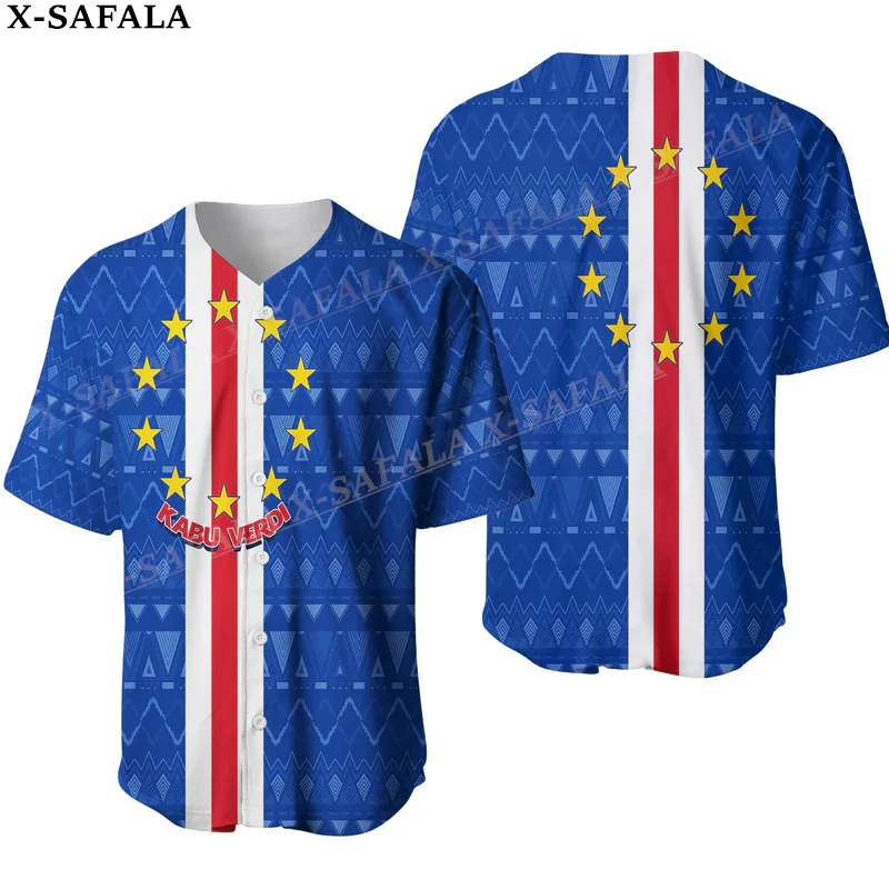 Cape Verde Coat Of Arms Love Country 3D Printed Baseball Jersey Summer Shirt Men's Tops Tee Oversized Streetwear-5