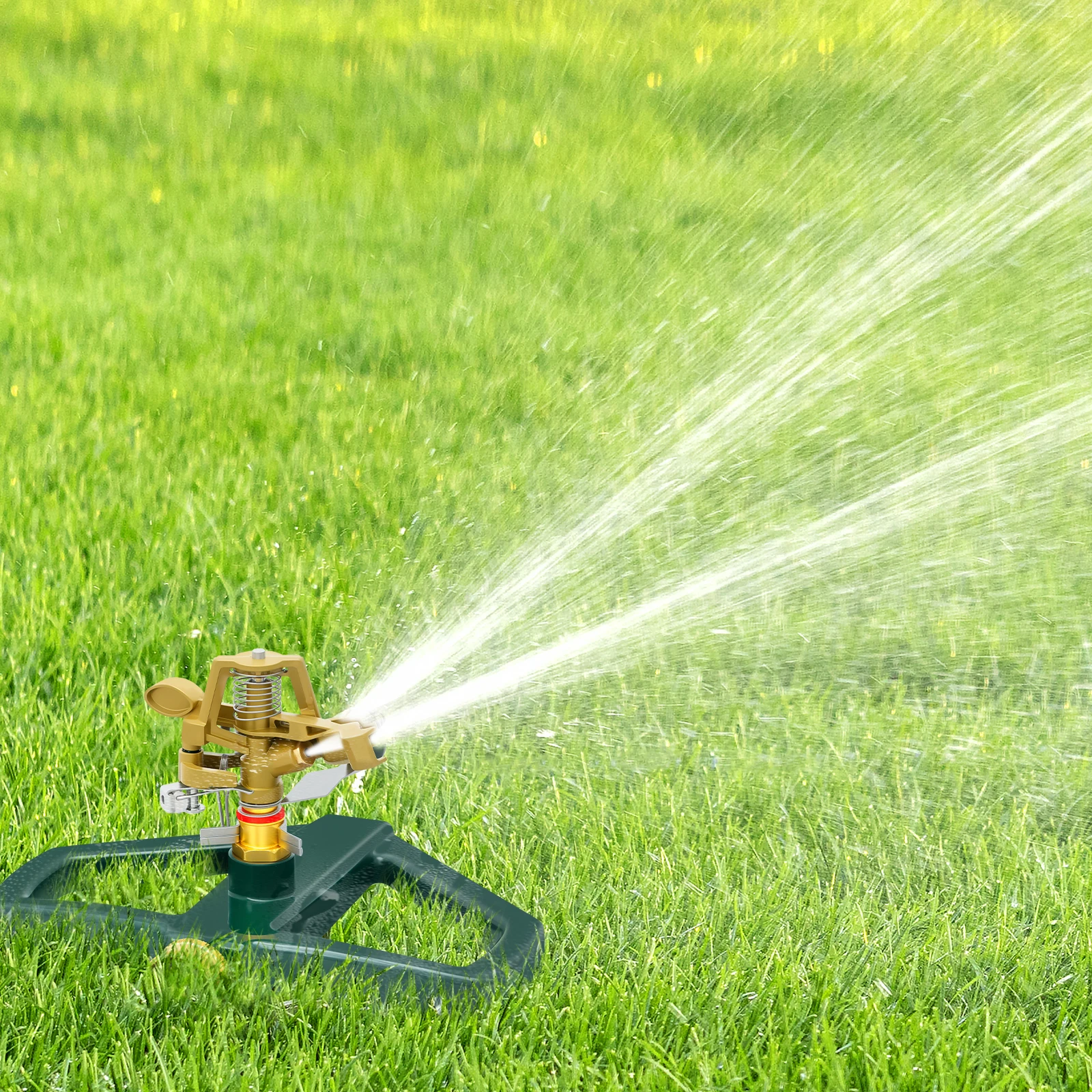 360°Automatic Rotating Lawn Sprinkler Adjustable Zinc Alloy Water Sprinkler for Garden Agricultural Irrigation Water-Saving Tool