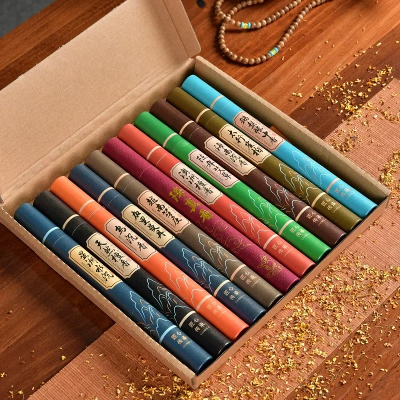 11 Fragrances Available with Gift Box in 20g Cans Approximately 40pcs/can Natural Linear Sandalwood Stick Incense Long-lasting