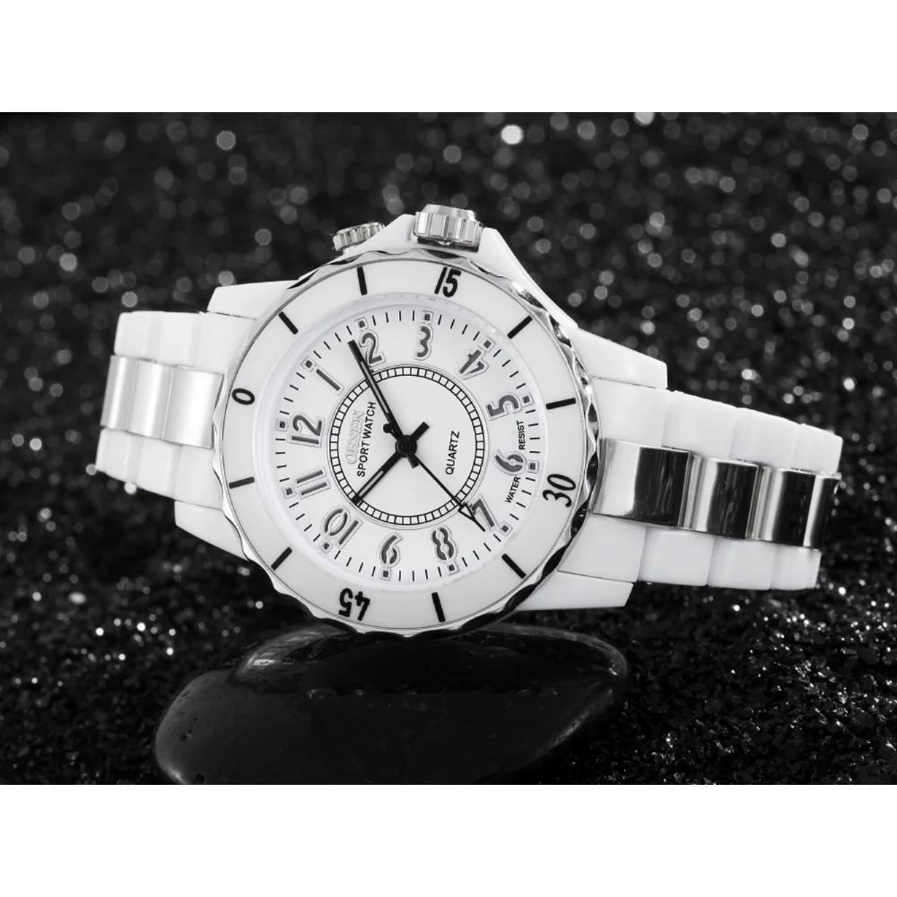 OHSEN Brand New Style 7 Color LED Backlight Quartz Wrist Watch Unisex Watch White Men Women Childen Sport Watch Water Resistent