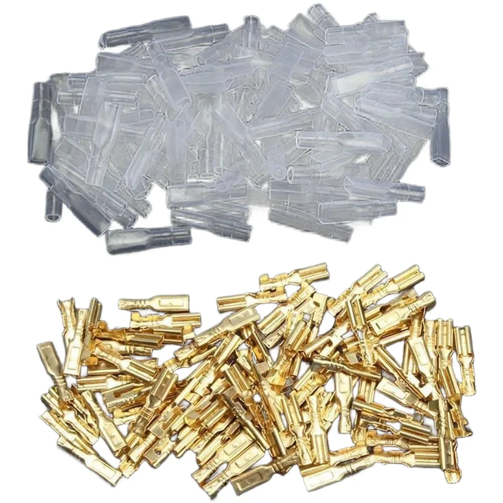 100 Pairs 28mm Crimp Terminals With Insulating Sleeves Waterproof Electrical Herramientas Navaja Werkzeug Oscilloscope