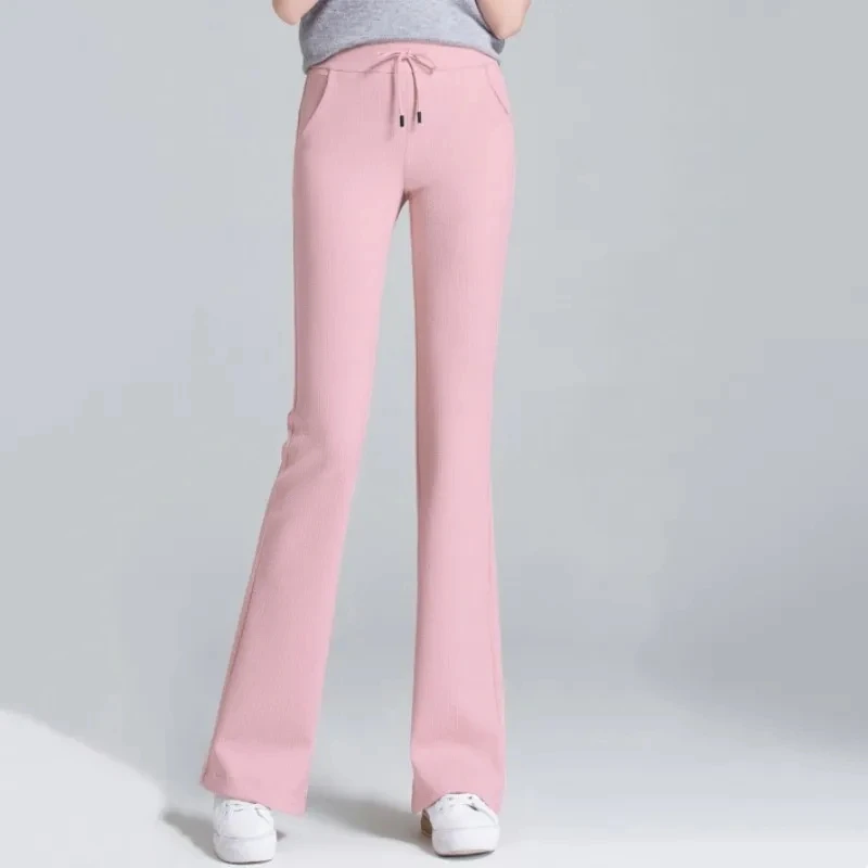 Thin Micro Flared Pants Spring Summer Women's High Waist Slim Joker Casual Pants Fashion Solid Color Casual Simple elegant Pants