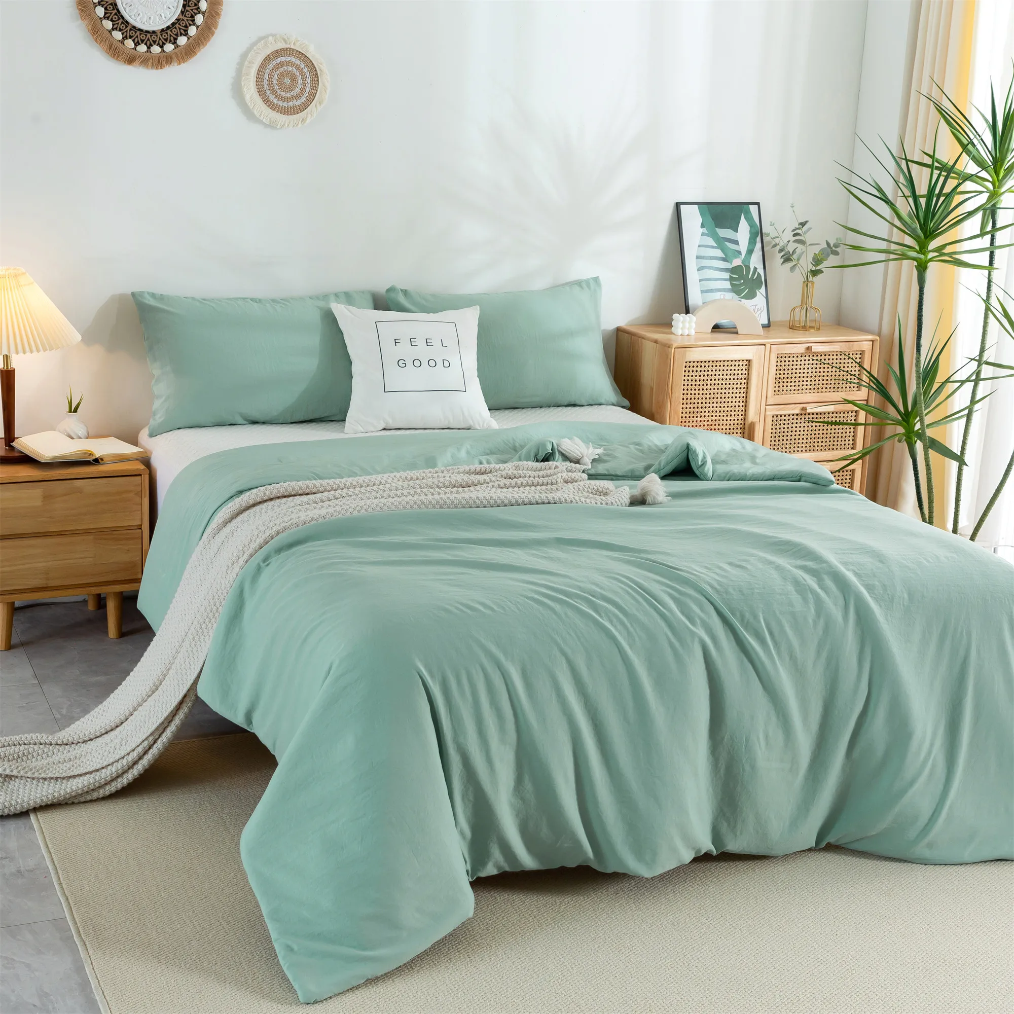 

Twin XL Comforter Duvet Insert All Season sage green Bedding Set Breathable Lightweight Poly Cotton with Pillow Shams