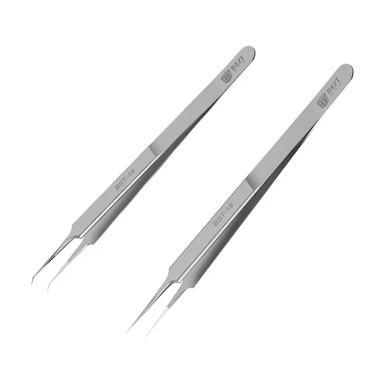 BST-18 BST-19 Ultra Precision Tweezers Fly Wire Stainless Steel Clamp Curved Straight Tweezers BGA Motherboard Welding Forceps