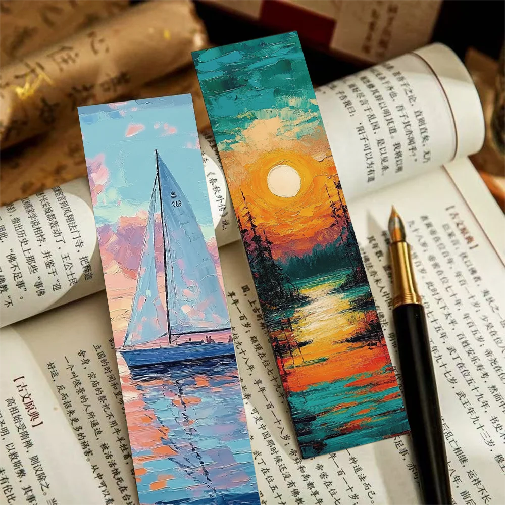 30/60pcs romantic oil painting bookmarks student office supplies reading book pages book marking DIY creative gift message card