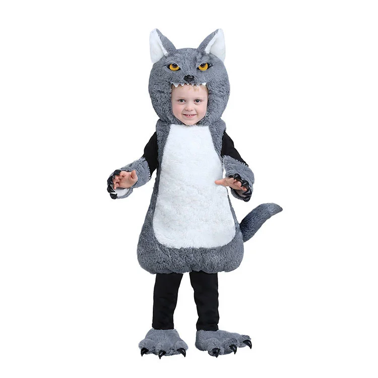 

Halloween children's kindergarten stage performance children's Mini cute baby big gray wolf gray wolf Costume