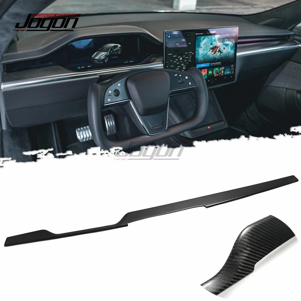 

Matte Carbon Fiber Car Interior Central Console Dashboard Protective Cover Trim For Tesla Model S 2021 2022 2023 Sticker Styling