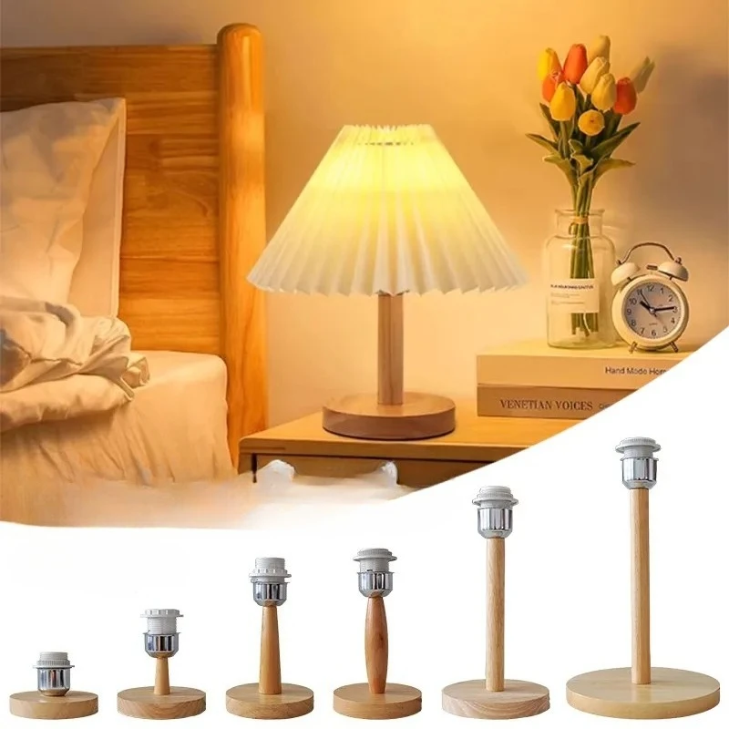 

Solid Wooden Base Holder with Cord on off switch Table Lamp for Home Lighting Table Lamp Plug In Lamp Bedside Holder
