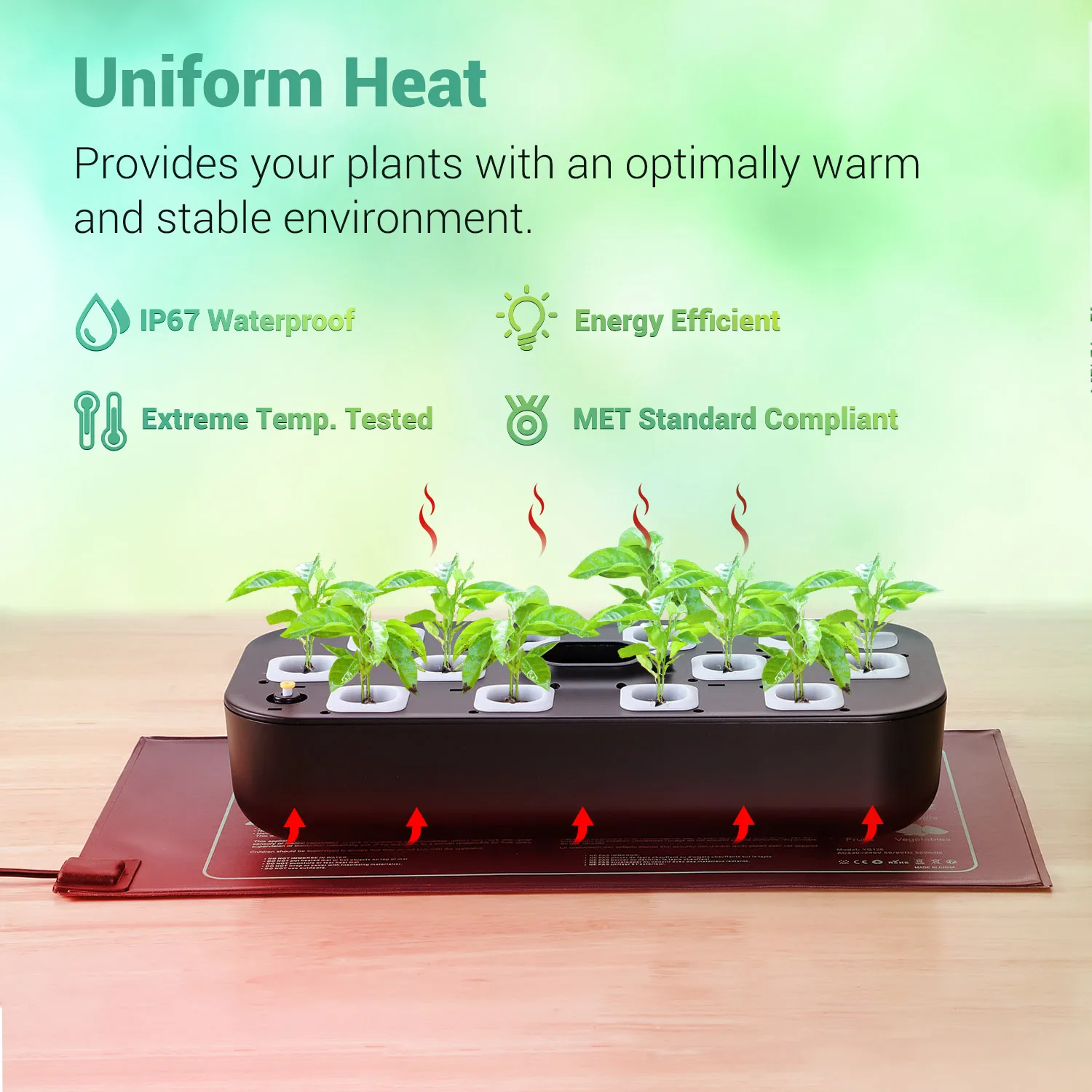 30W Seedling Heat Mat With Thermostat With Temperature Setting from 5℃ to 42℃ for Plants Growth,Germination,Hydroponics Nursery