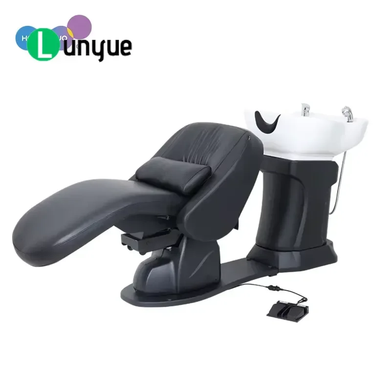 Japanese Style Electric Shampoo Chair Bed with Integrated Silicone Pillow for Barber Shops Hair Furniture Comfortable