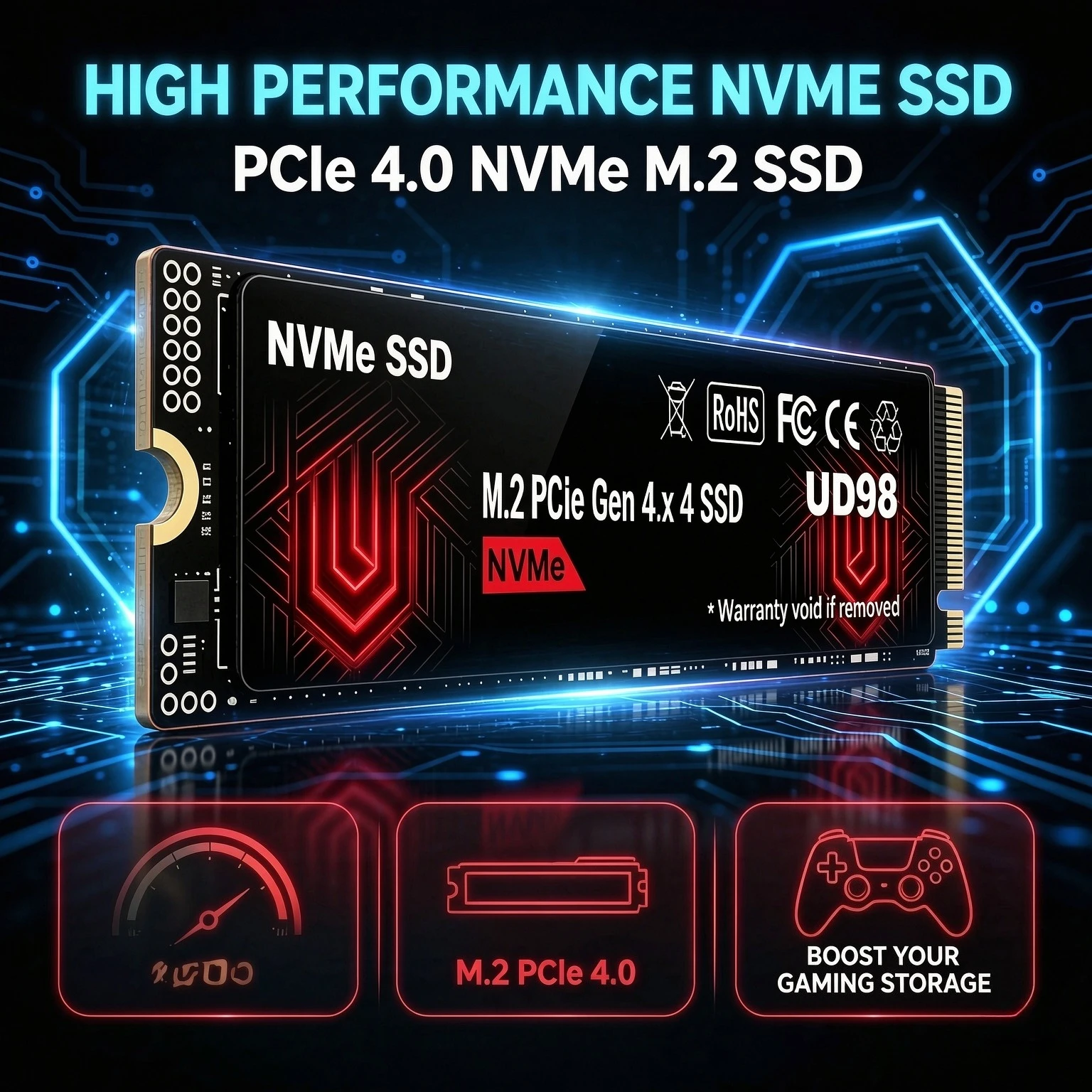 UD98 M.2 2280 NVMe PCIe 3.0 x4 High Speed Internal Solid State Drive 2TB 4TB Storage Disk for Gaming Laptop Desktop Notebook PC