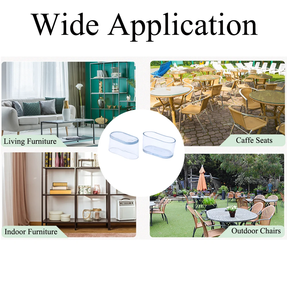 PVC Chair Leg Floor Protectors Oval Chair Leg Cap Floor Protector For Hardwood Floors Scratch-Resistant & Noise Reducing - Image 6
