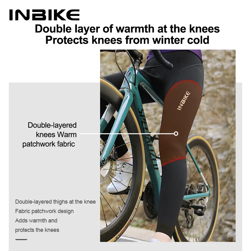 INBIKE Women Cycling Winter Thermal Fleece Cycling Trousers For Women Windproof Long Bike Pants Road Bike Warm Cycling Pants