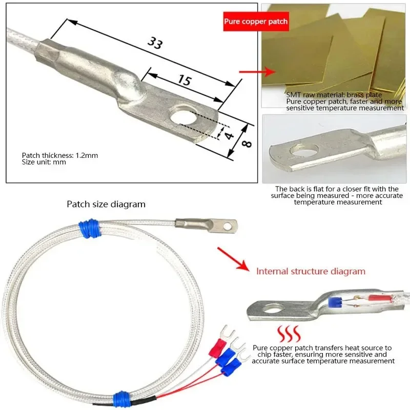 防水 Pt100 表面実装温度センサー 工業用白金サーミスタプローブ 熱電対ガスケット付属