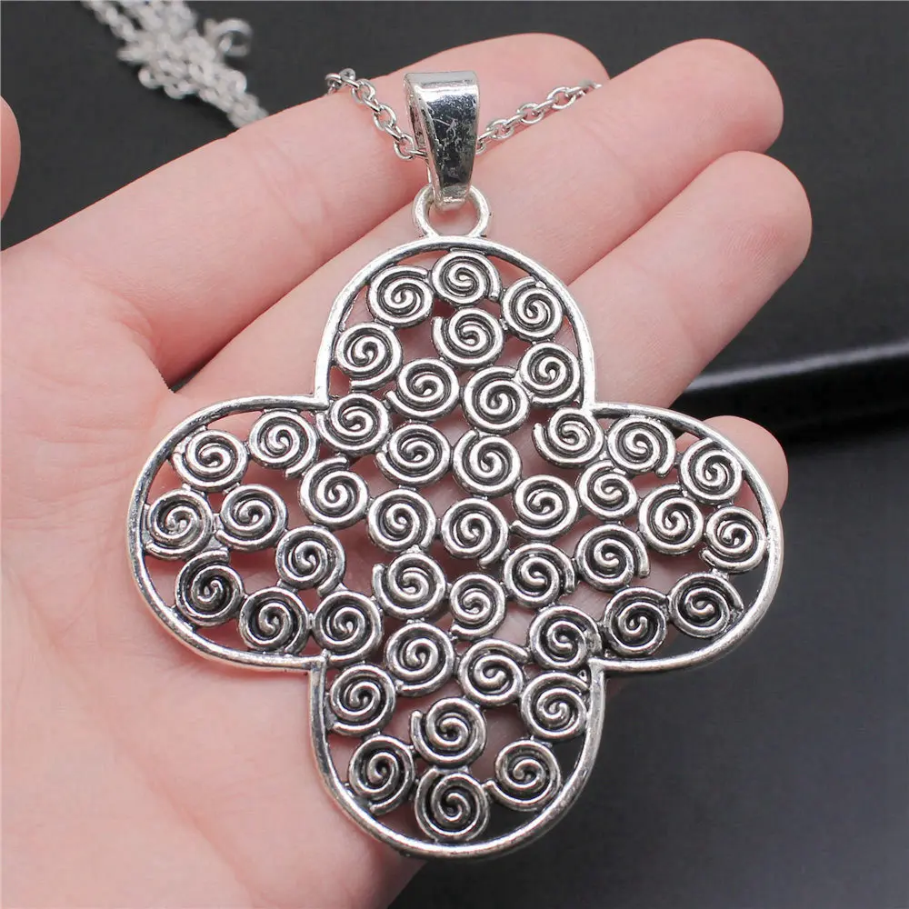 Mandala Flower Leaves Necklace 45cm Or 70cm Long Chain Men Jewellery Father'S Day Cute Clearance Sale Items