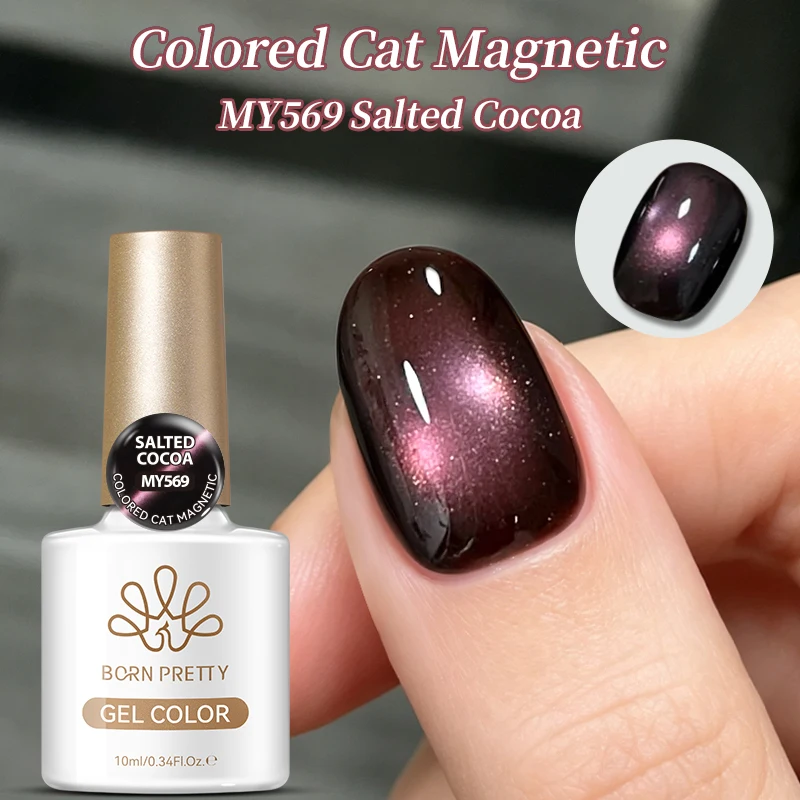 BORN PRETTY 1PC 10ml Salted Cocoa Cat Magnetic Gel Polish Colored Ultra Shine Soak Off UV Gel Nail Art Autumn Winter Varnish