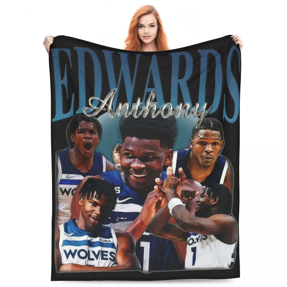 

Vintage Anthony Edwards Bootleg Merch Blanket Fleece Bedding 90s Ant-Man Throw Blanket Relax Warm for Bedroom Bedspreads