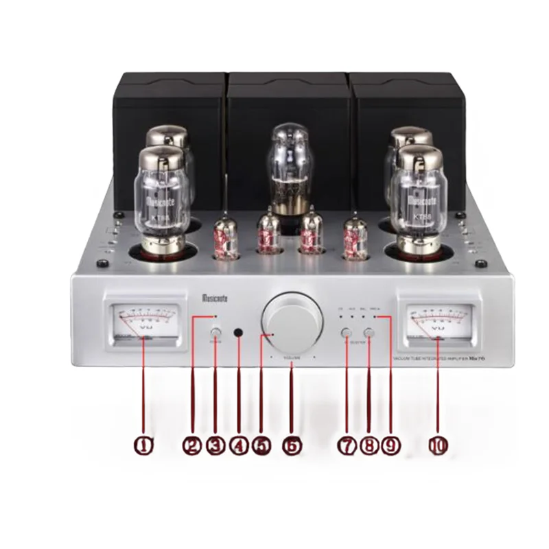 Musicnote-fever gallbladderパワーアンプ、電子管、hifi、高忠実度、kt88バランス入力、amp、mu76、45w x 2