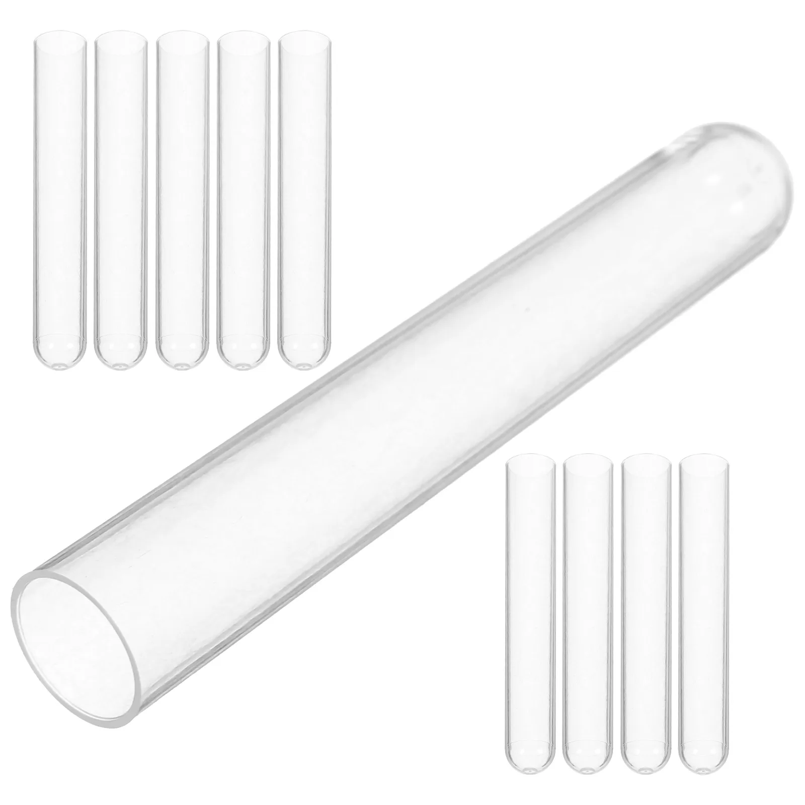 

10 Pcs Test Tubes Plastic Transparent Scientific Hard Solid with Caps Empty Lab Child