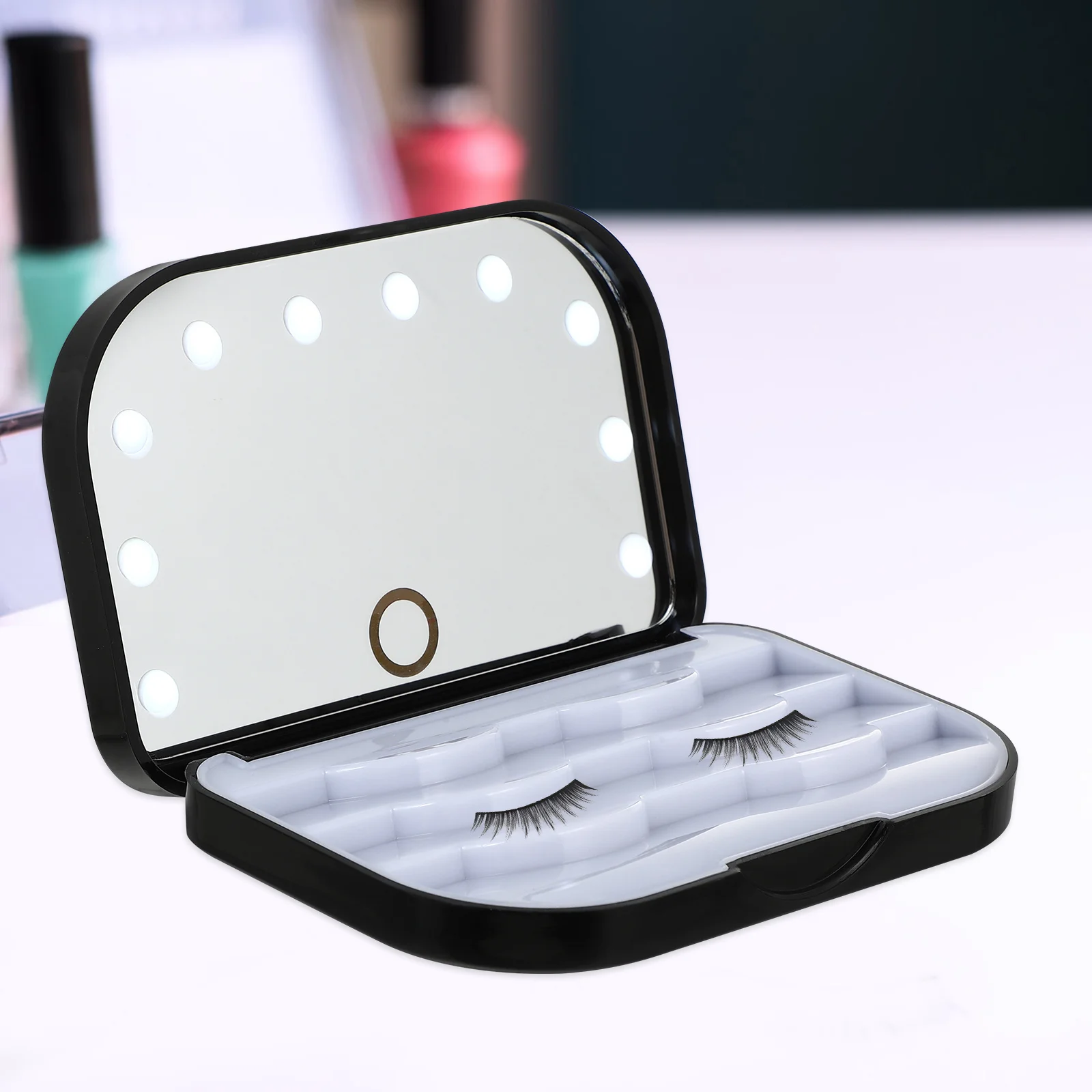 Boîte de rangement de cils LED, organisateur de faux cils, étui à cils rabattable, rangement de maquillage Compact Portable adapté aux professionnels