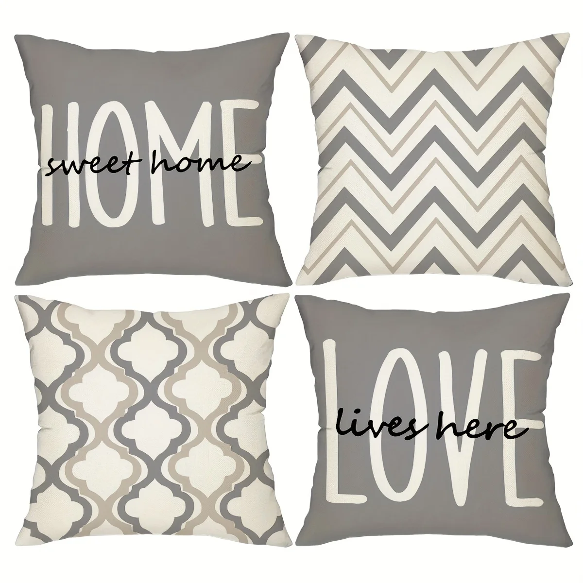 1/4pcs Grey Pillowcases with Home & Love Designs Sofa cushion cover home bedroom room decoration