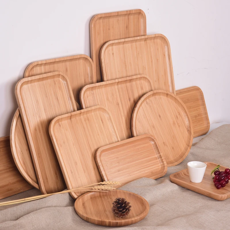 Wooden Tray Rectangular Bamboo Household Cup Trayteacup Traytea Sushi Product Bread Kitchen Supplies