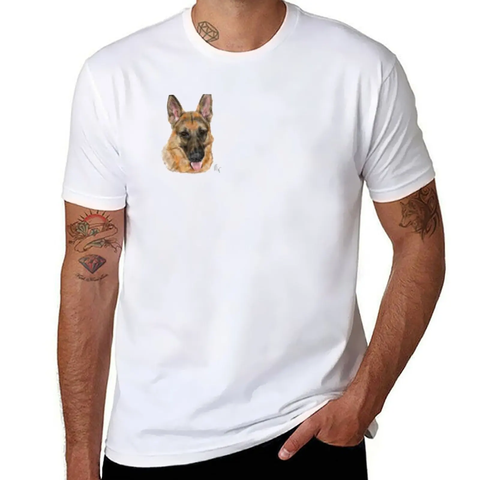 

Sweet Smiling German Shepherd Dog T-Shirt man t shirts high quality luxury brand t shirts for man pack cotton T-Shirt