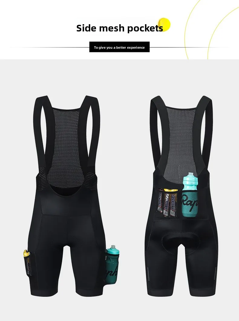 Hiserwa Herren-Radtrikot-Shorts mit 3D-Polsterung, atmungsaktive Fahrrad-Trägerhose mit Seitentasche, MTB-Radtrikot-Shorts – Detail 3