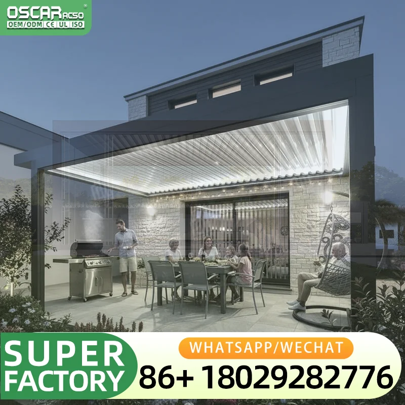 Standalone Aluminum Glass Sunroom Patio Enclosure Conservatory Winter Garden Kit Bioclimatic Louver Roof Pergola Villa Courtyard
