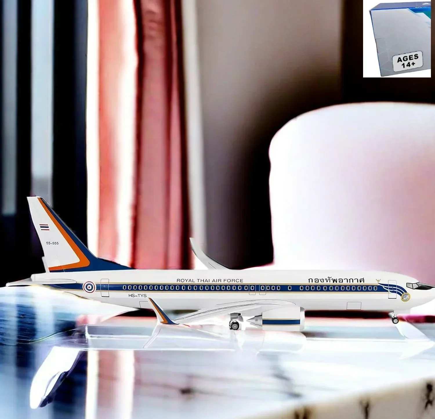 

New Thailand Air Force B737 Plane Model 47cm 1:130 Scale Model Metal Model Planes Kits Display Diecast Airplanes with LED Light