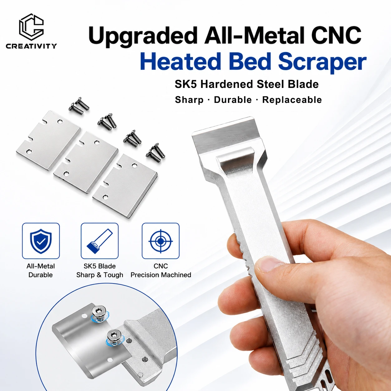 For 3d Printer Scraper All Metal CNC Machined SK5 Blade Cleaning Tool For Ender3 CR10 Lab A1 X1 P1P P1S H2D U1 3D Printer Parts