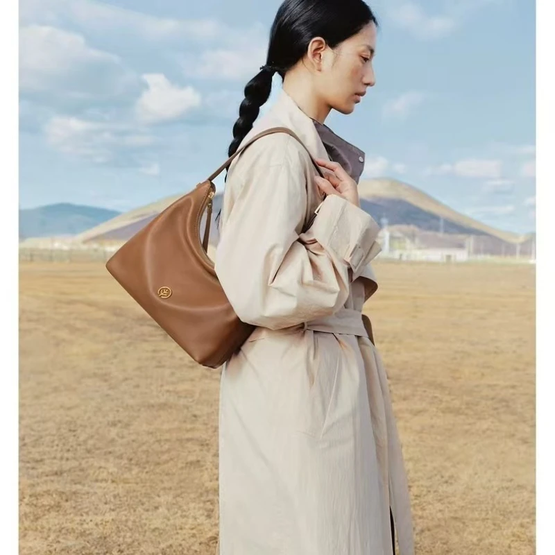 BAGTREE Commuter Bag Top-grain vegetable-tanned cowhide hobo bag Casual single-shoulder bag