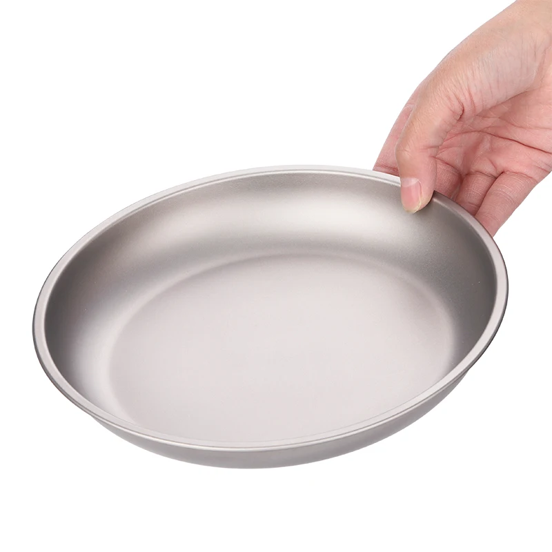 

Outdoor pure titanium plate camping camping wild, portable fruit salad household snack plate