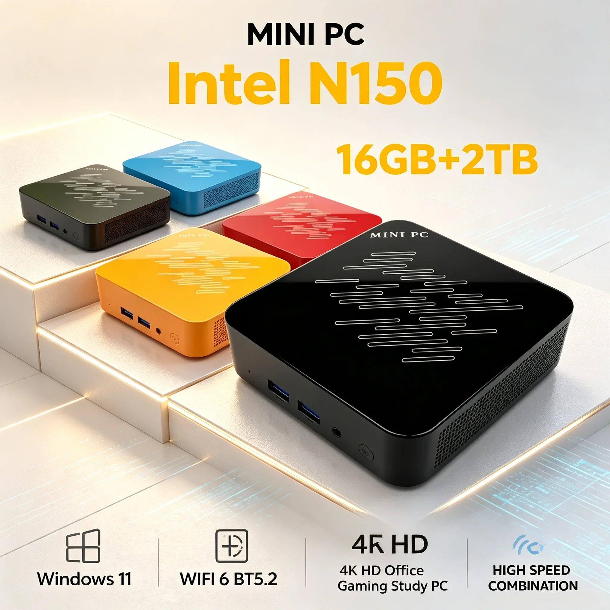 Mini PC Intel N150 16GB RAM Optional 1TB 2TB SSD Windows11 BT5.2 WiFi6 Mini Computer Host For Home Office Family Study