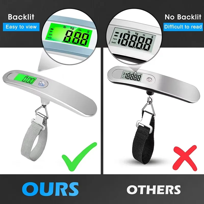 Digital Luggage Scale 50kg Portable LCD Display Electronic Scale Weight Balance Suitcase Travel Bag Hanging Steelyard Scale Tool