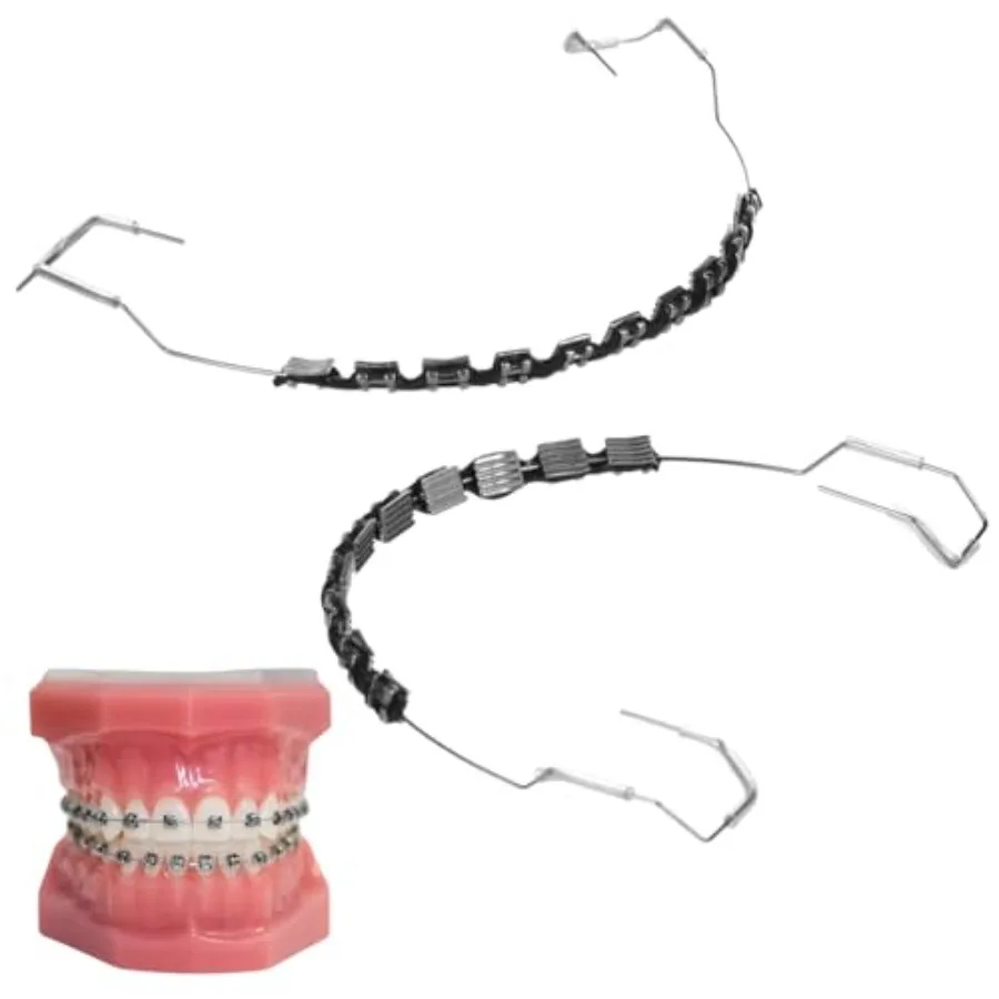

Temporary Fake Braces Kit, Metal Wire Brackets and Orthodontic Ligatures for Dental Students, Fashionable Black Braces for Teet