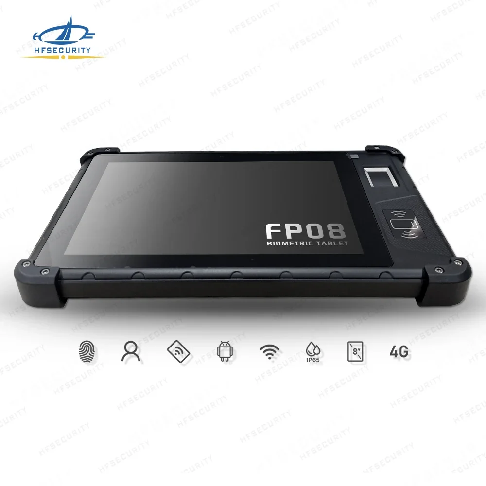 HF-Security FP08 Industrial Tablet PC Mobile Biometric Time Attendance Recorder Punch Card Machine with Printer