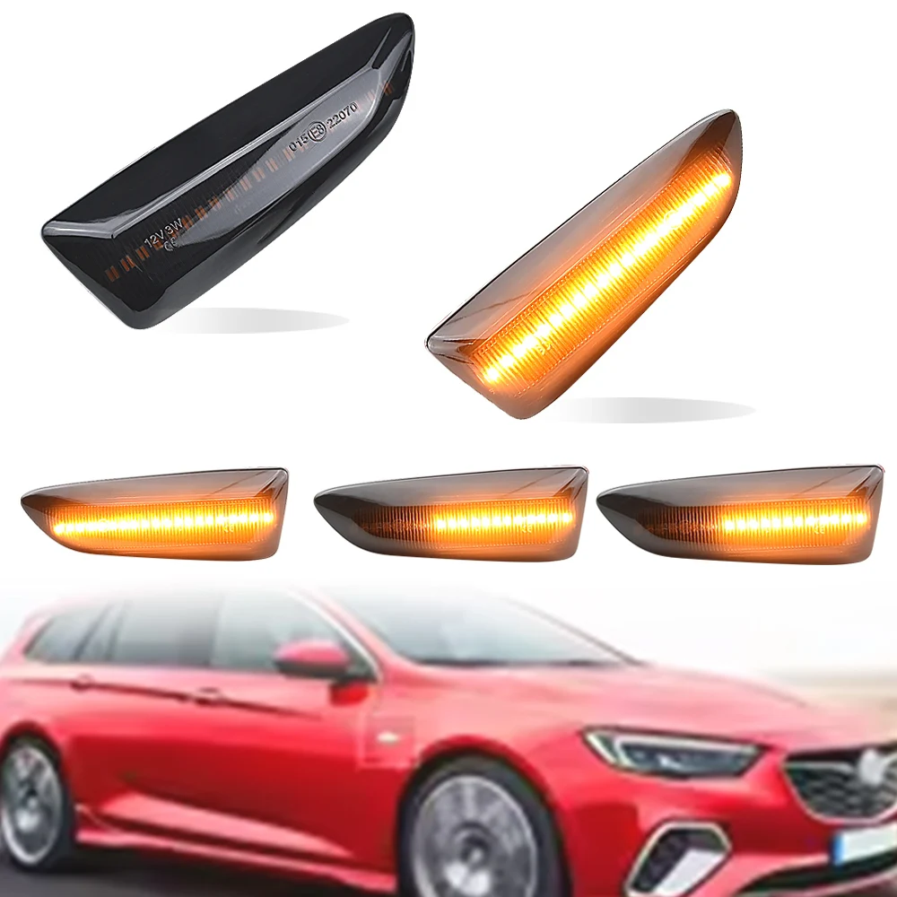 2x  for Opel Astra J K Insignia B 12V Dynamic LED Side Marker Lights Flowing Turn Signal Light Side Repeater Lamp Panel Lamp