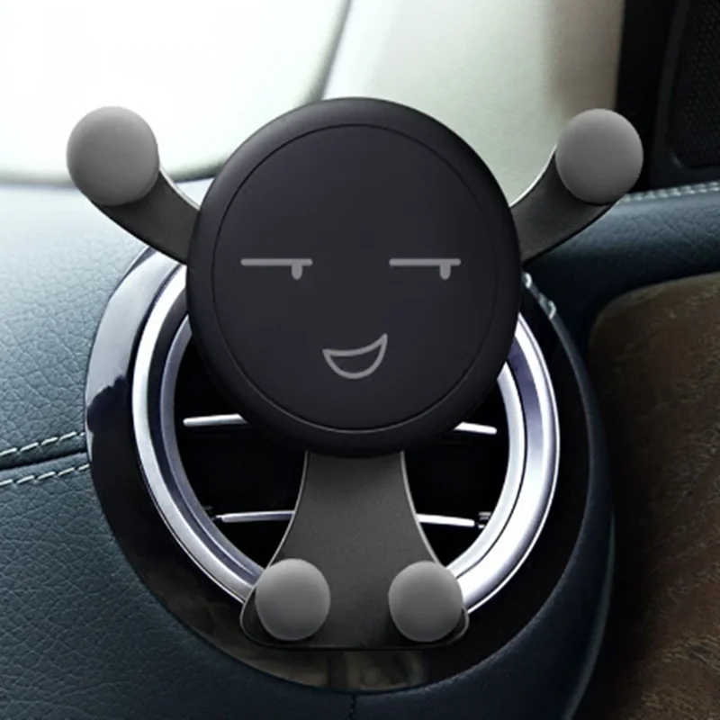 Gravity Car Phone Holder Air Vent Clip Smile Face Mount Mobile Cell Stand GPS Support For iPhone 12 Pro Max Xiaomi Samsung