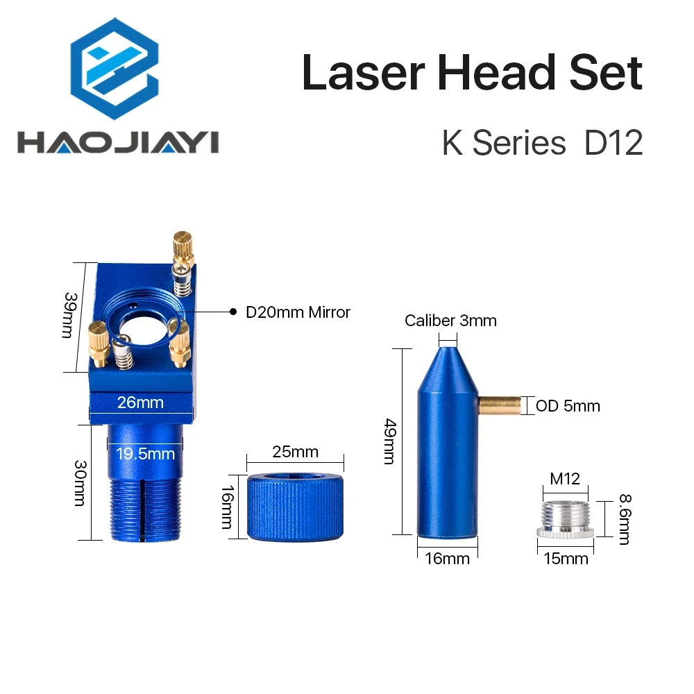 K Series Blue Golden  CO2 Laser Head Set with Lens Mirror for 2030 4060 K40 Laser Engraving Cutting Machine