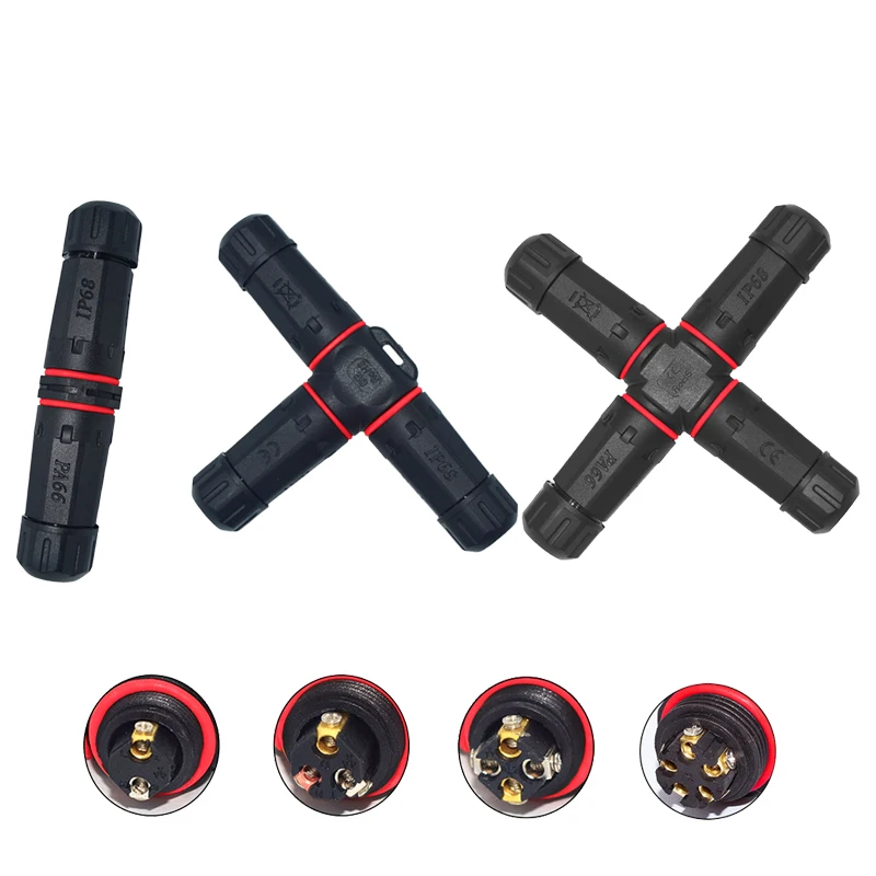 M20 IP68 Waterproof Wire Connector Straight Through T-shape Cross 2P 3P 4P 5P Quick Splice Electrical Cable Joint For Garden LED