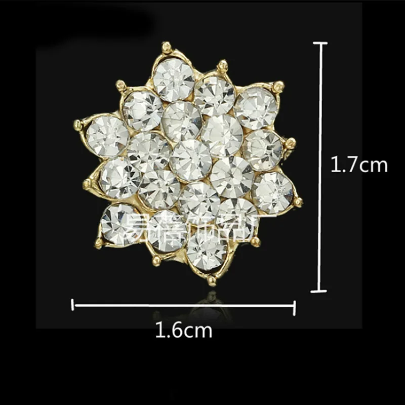 NEW 16mm*17mm 10Pcs Shiny Pentagram Crystal Rhinestone DIY Jewelry Accessories Wedding Clothing Alloy Button Shell Bow Hair