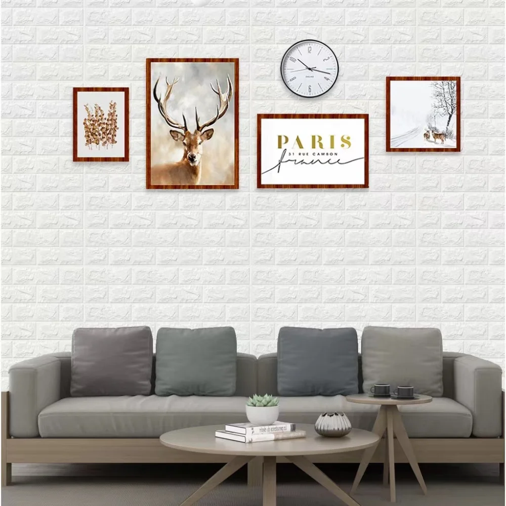 1m 3D Faux Brick Self-adhesive Wall Stickers Waterproof DIY Wallpaper Living Room Bedroom TV Background Wall Home Decoration