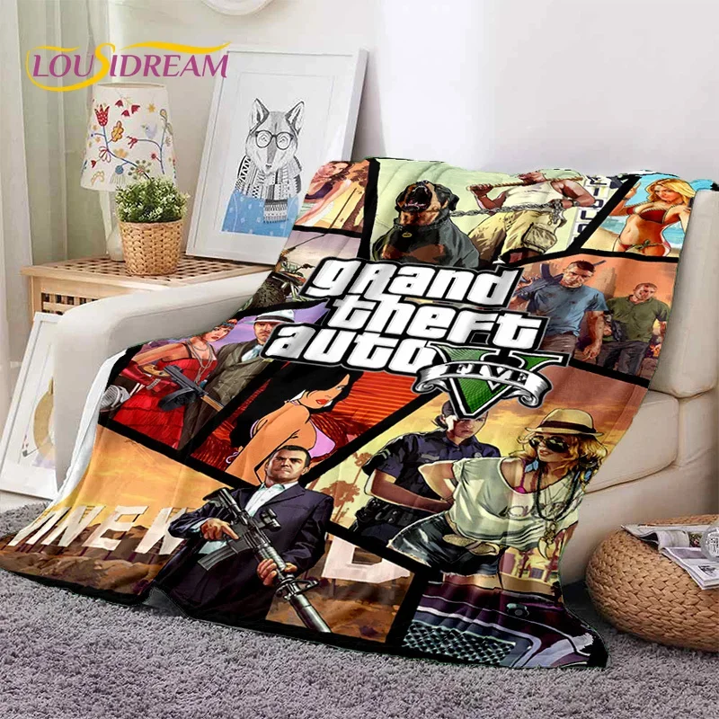 GTA Game Grand Theft Auto Gamer Soft Flannel Blanket for Beds Bedroom Sofa Picnic,Throw Blanket for Cover Outdoors Leisure Gift