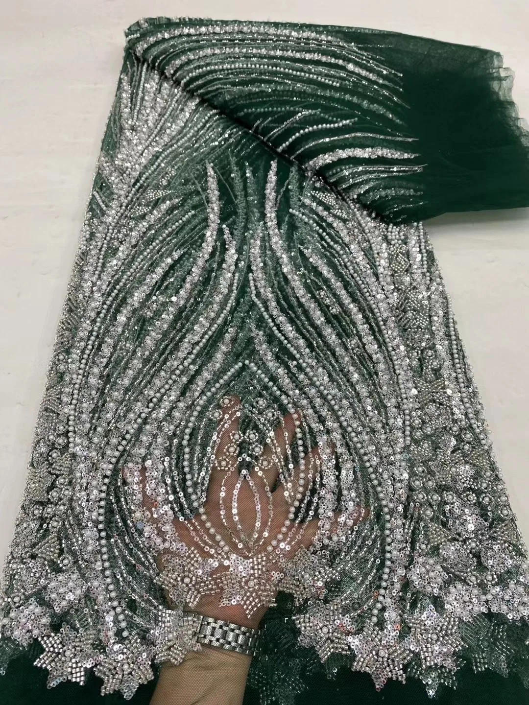 Gold Purple White African Net Lace Fabric 2024 High Quality Nigerian Shiny Sequins French Tulle Mesh Fabric For Wedding DP0220