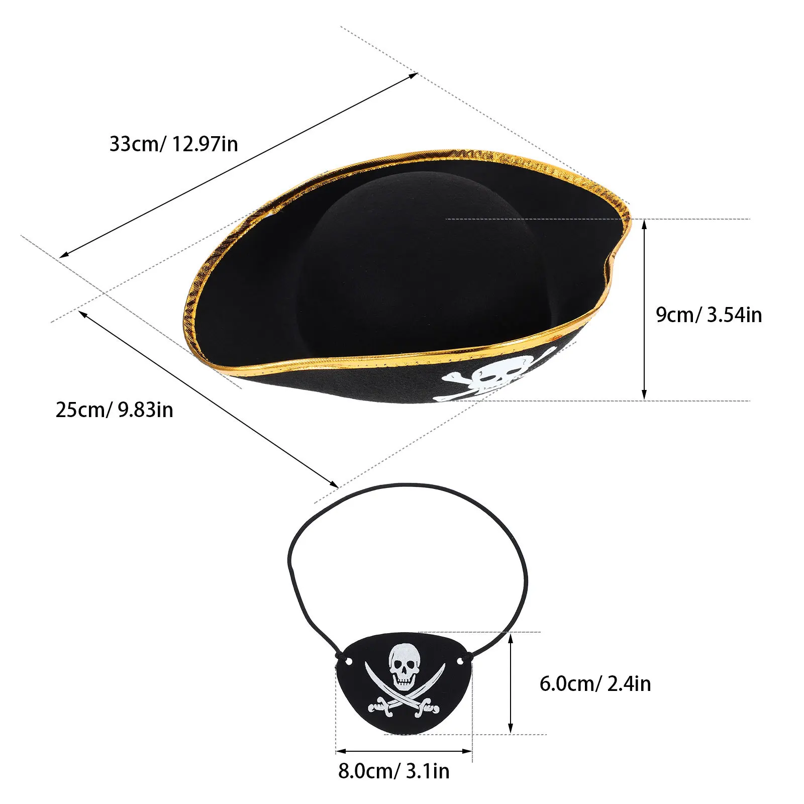 Set di toppe per occhi per cappello da pirata da 2 pezzi Trasformazione rapida del costume per accessori per vestire pirata cosplay in maschera Cappelli per vestire